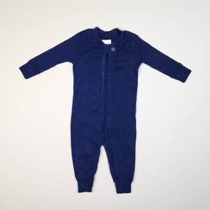 Hanna Andersson Navy Blue Cotton Zip Sleeper Pajamas sz 3-6m 60cm